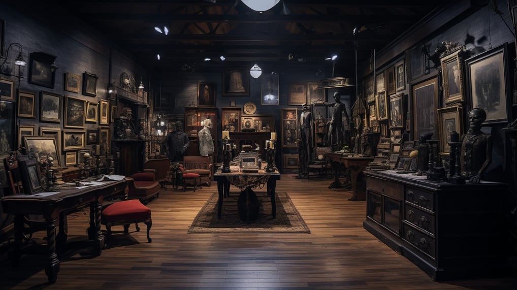 An occult museum with haunted artifacts and relics.