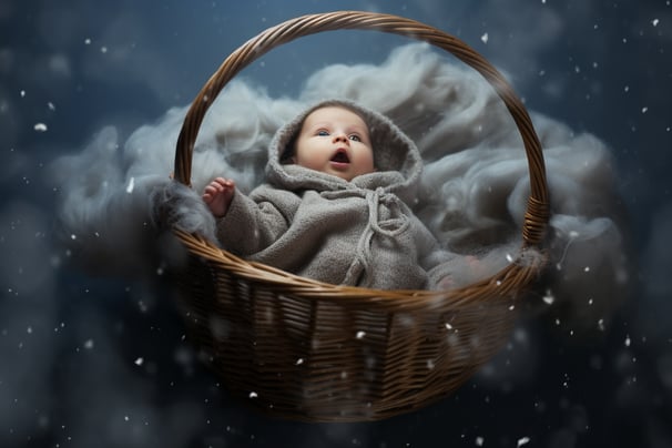 a baby in a basket