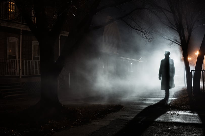 Deserted Colorado town at night