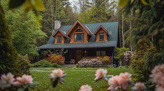 A beautiful cottage in Maple Ridge, Canada during spring.