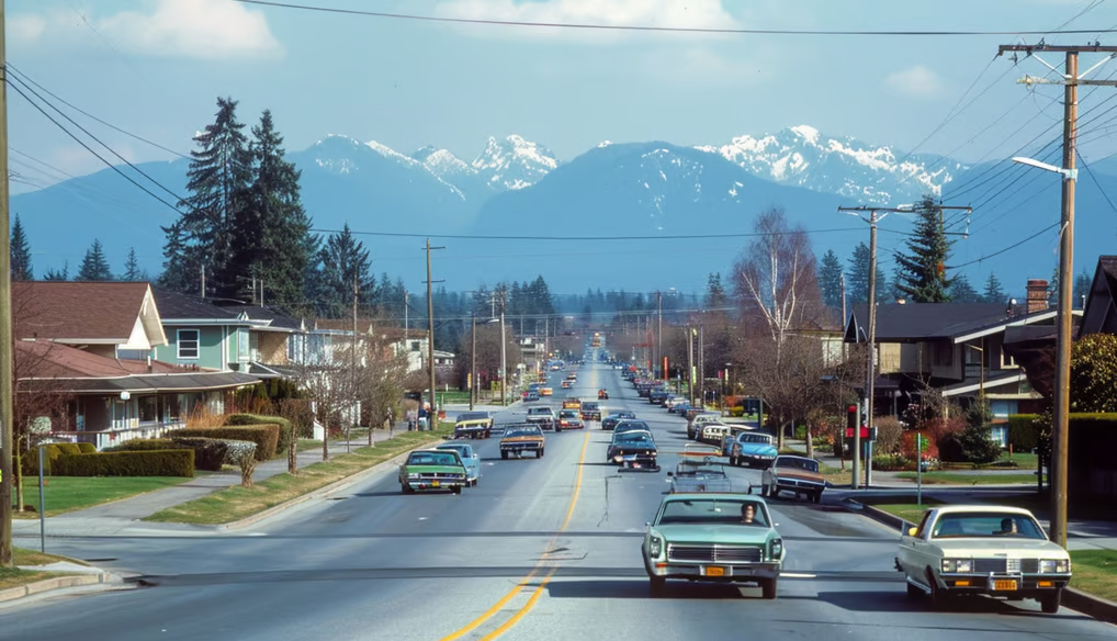 An 80s photo of Maple Ridge, Canada.