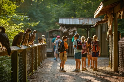 Visitors at the Birds of Prey Sanctuary Center in Maple Ridge, Canada.