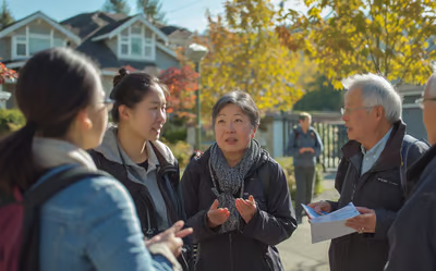 community leaders greeting city constituents of Maple Ridge in Canada.