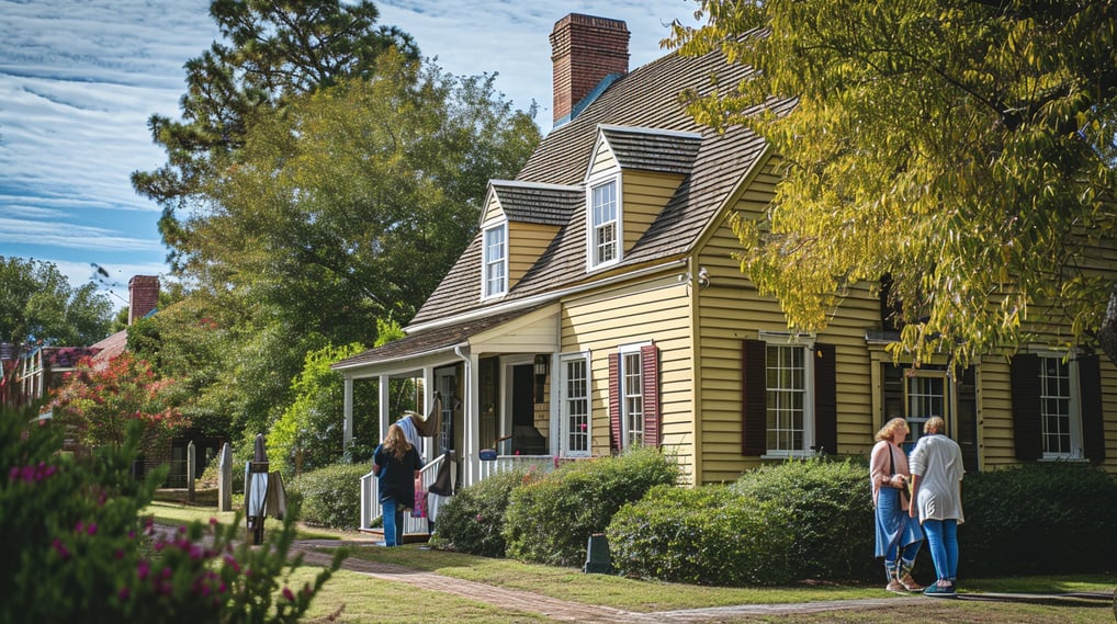 a group of people standing in front of a house in virginia beach