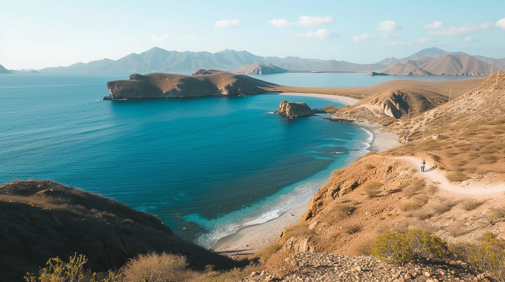 a secluded bay surrounded with mountains in dominican republic a secluded bay surrounded with mountains in dominican republic