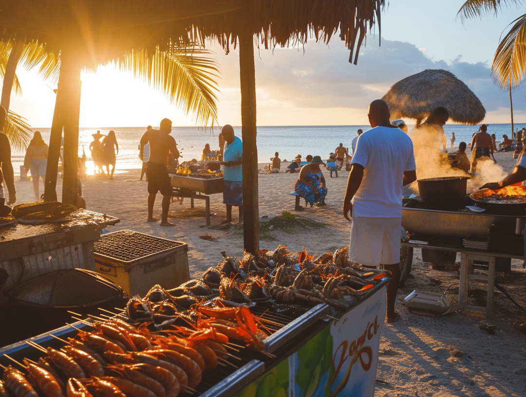 seafoods grilled by the beach in dominican republic seafoods grilled by the beach in dominican republic