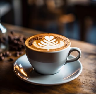 A cup of coffee with a latte art A cup of coffee with a latte art