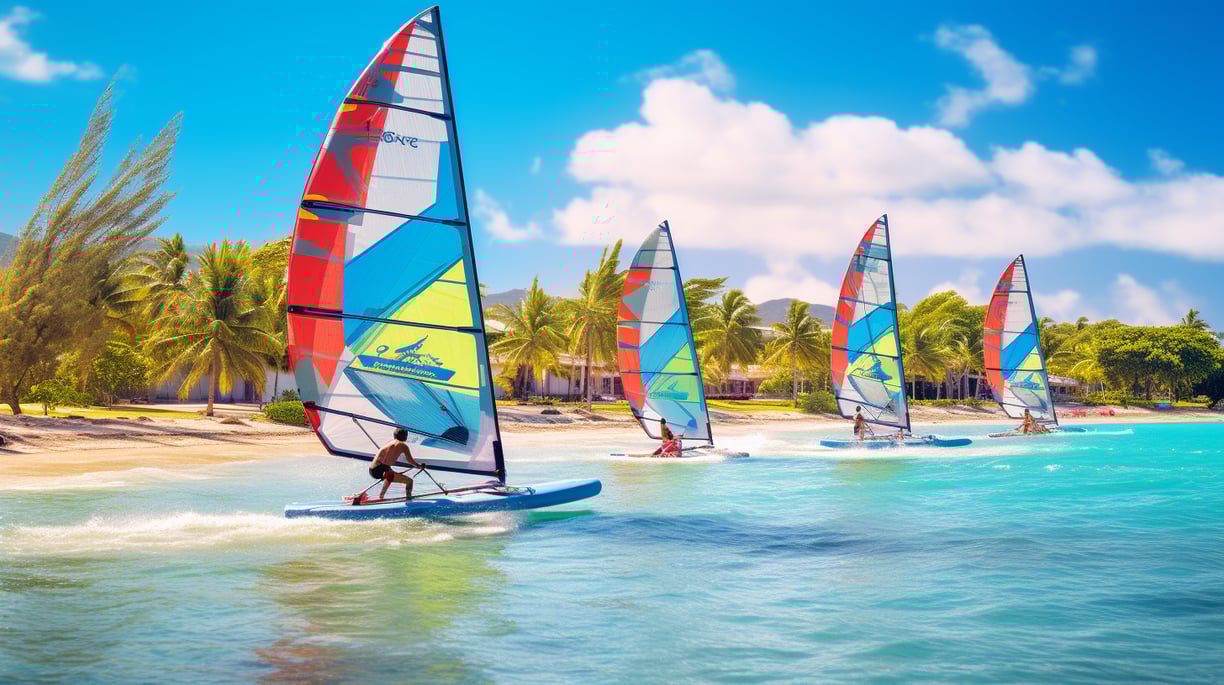 a group of people windsurfing at maimon beach a group of people windsurfing at maimon beach