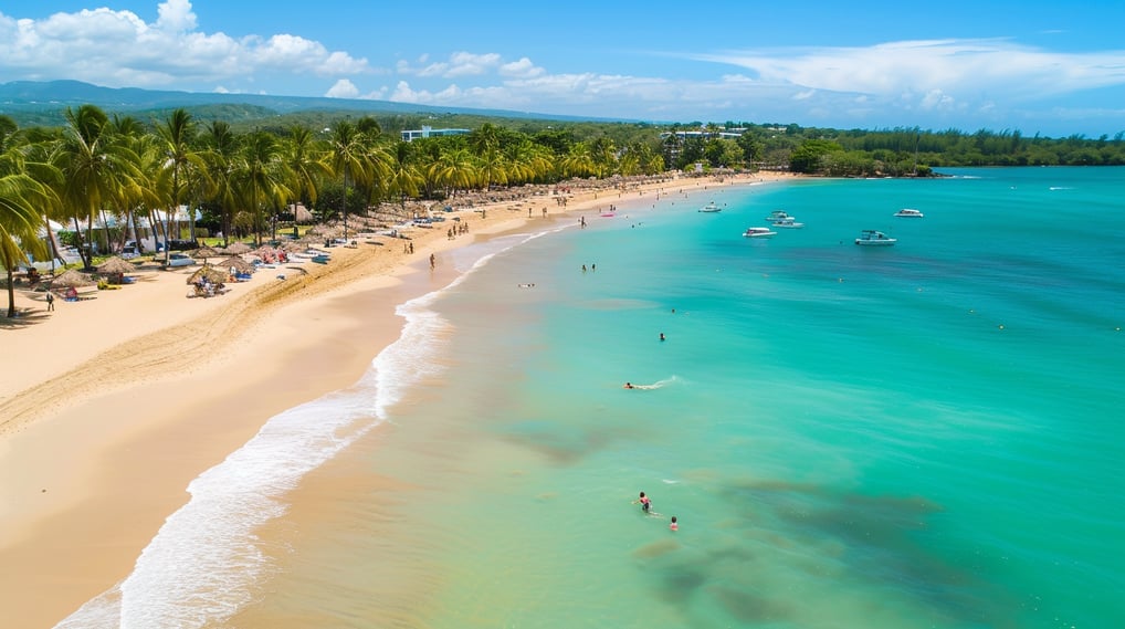 a beach in puerto plata with a lot of people on it a beach in puerto plata with a lot of people on it