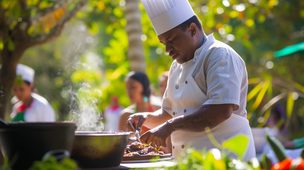 a chef is cooking food in a potted pot in dominican republic a chef is cooking food in a potted pot in dominican republic