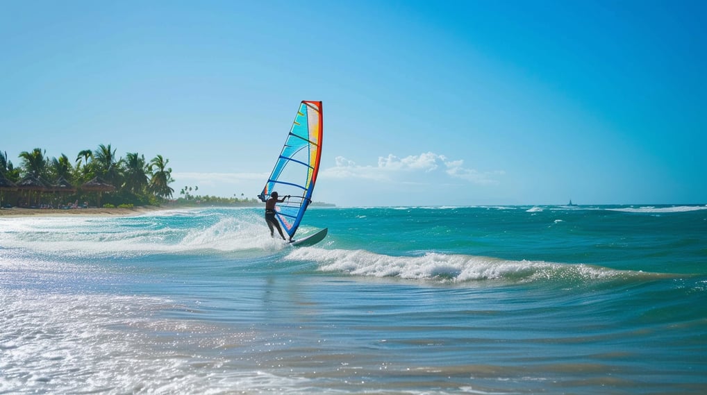 a person windsurfing in the ocean of puerto plata a person windsurfing in the ocean of puerto plata