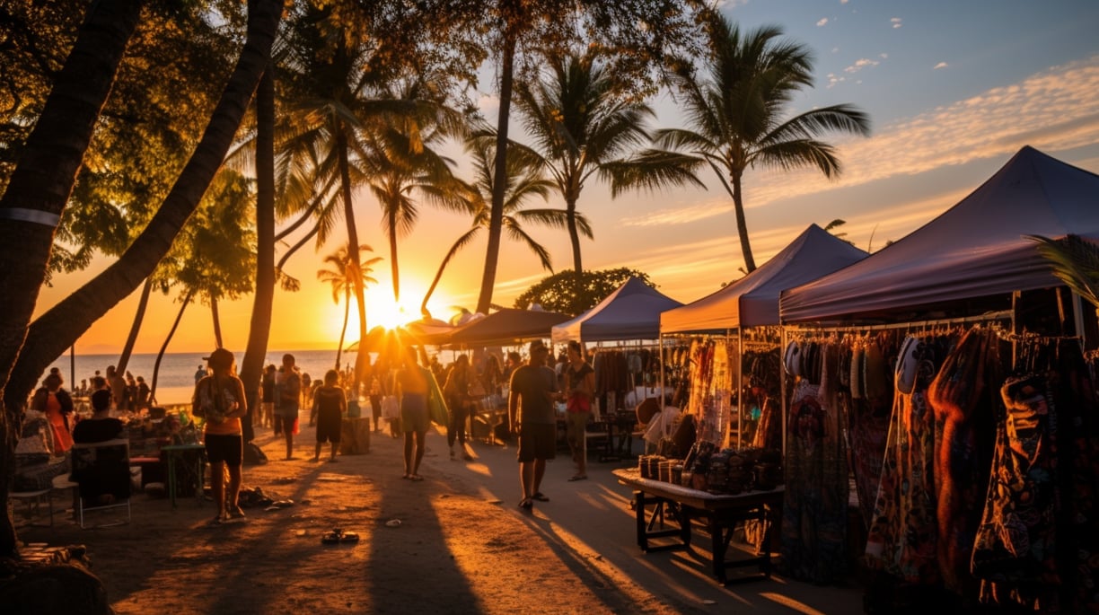 a beachside market with tents and tents a beachside market with tents and tents