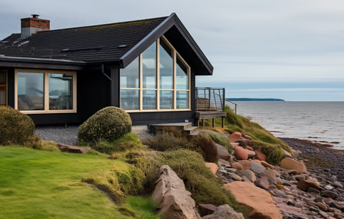 the exterior of a modern beach house and nature retreat in Armenia