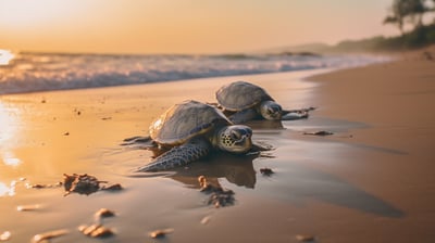 A beach in Tortuguero in Costa Rica during sunset.