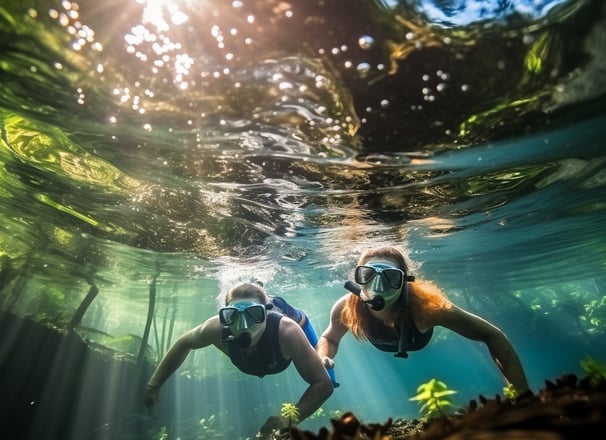Snorkeling in Playa Tortuguero in Costa Rica.