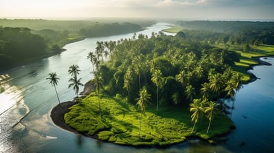 Aerial view of Tortuguero Ntional Park in Costa Rica.