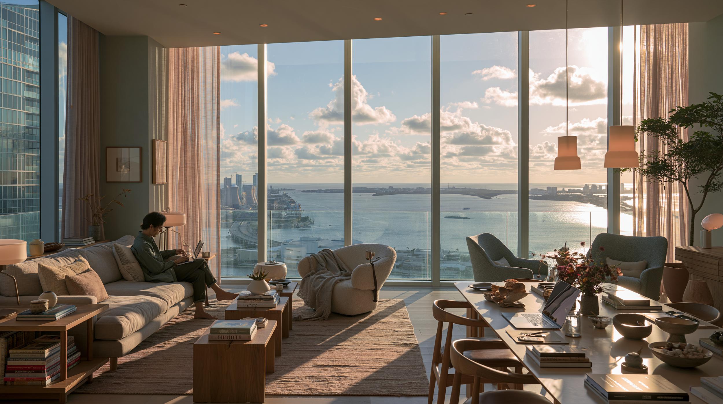 Remote worker using a luxury aparthotel