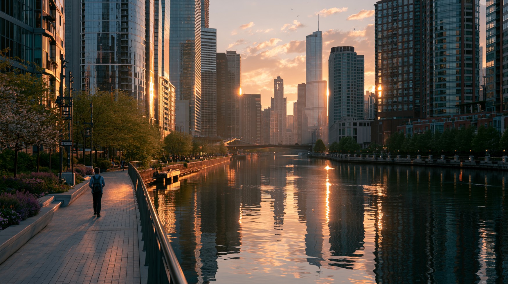 Chicago along the Riverwalk