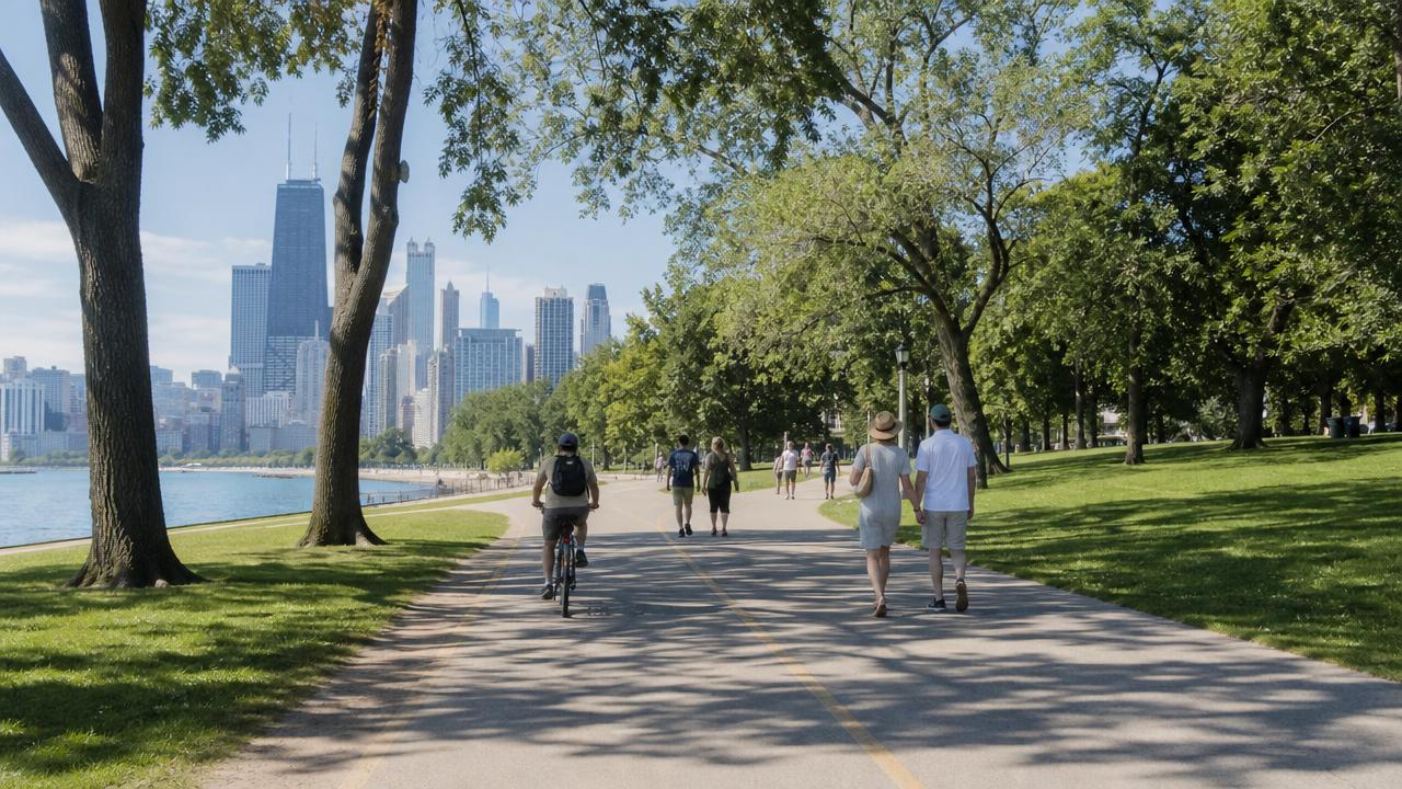 Lincoln Park on a sunny morning, offering peaceful things to do in Chicago.