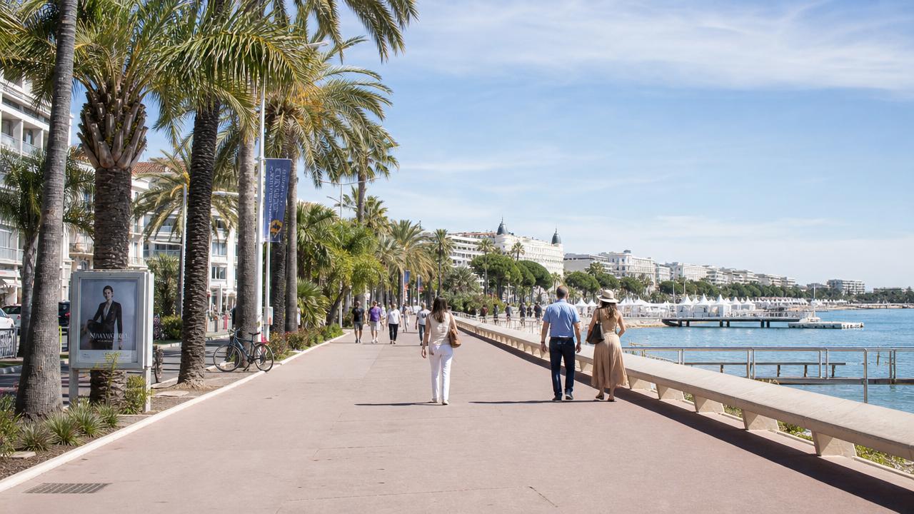La Croisette promenade on a sunny morning, capturing a memorable weekend getaway in Cannes.