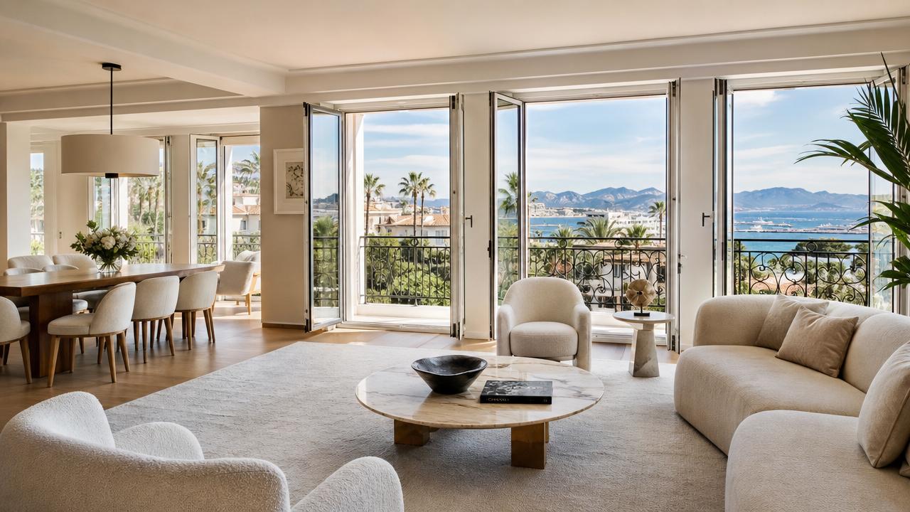 Elegant Cannes apartment with balcony and Mediterranean light, perfect for a weekend getaway in Cannes.