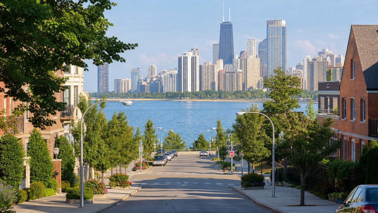 Sunny Chicago neighborhood near the lakefront, illustrating where to stay in Chicago beyond downtown.