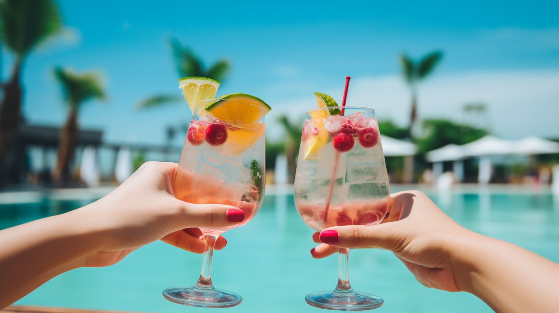 a pool with 2 glass of juice a pool with 2 glass of juice