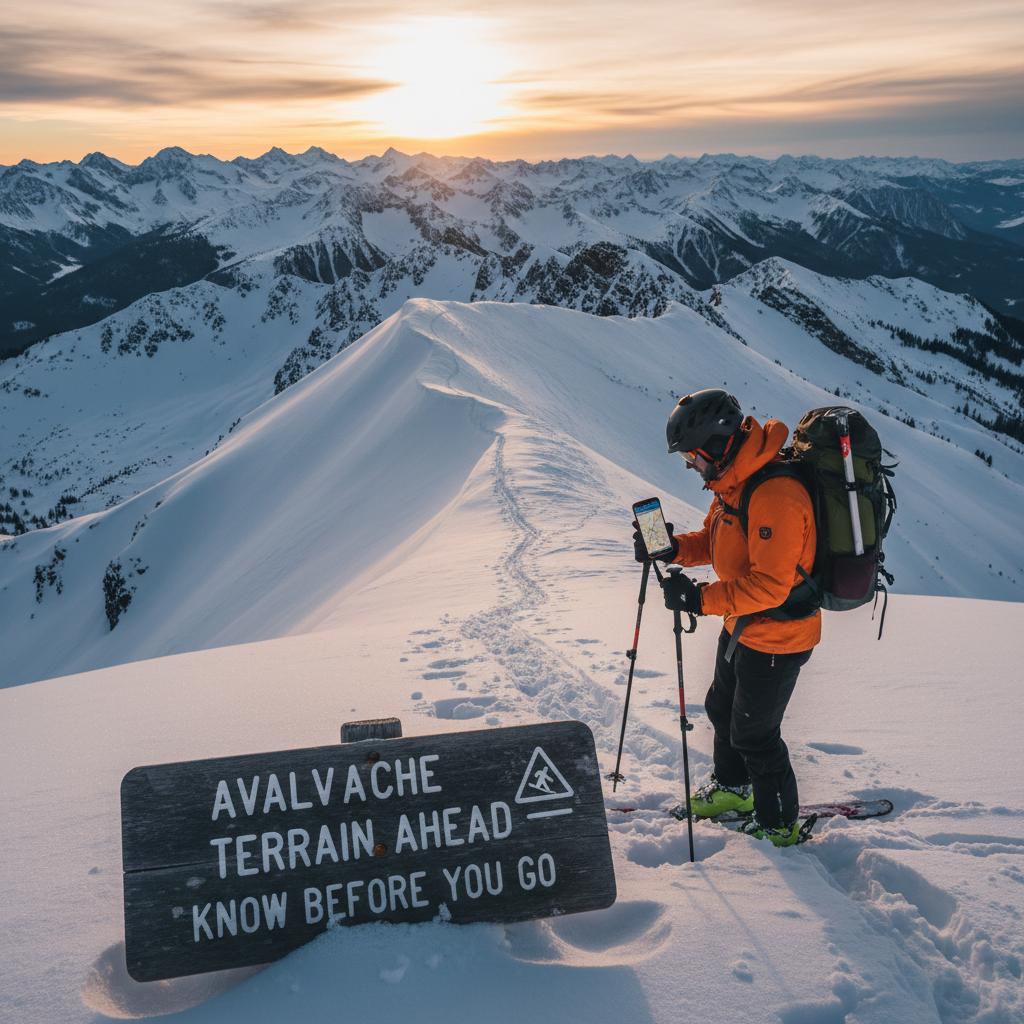 Winter safety imagery emphasizing responsible skiing through captivating photography for educational content.