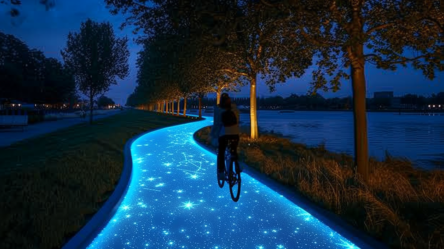 Experience Art in Motion: The Solar-Powered Starry Night Bike Lane in the Netherlands