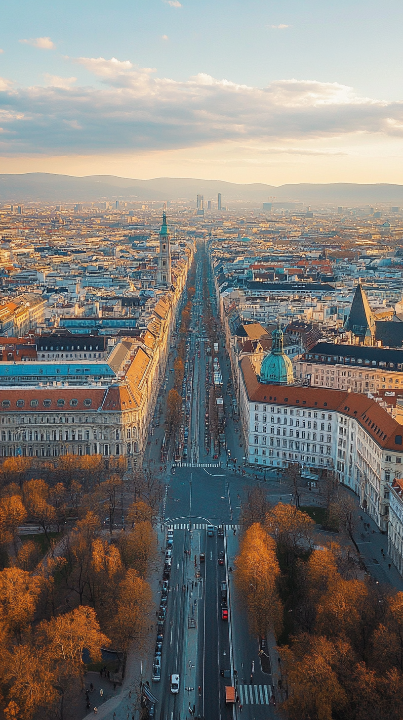 Aerial view of European city
