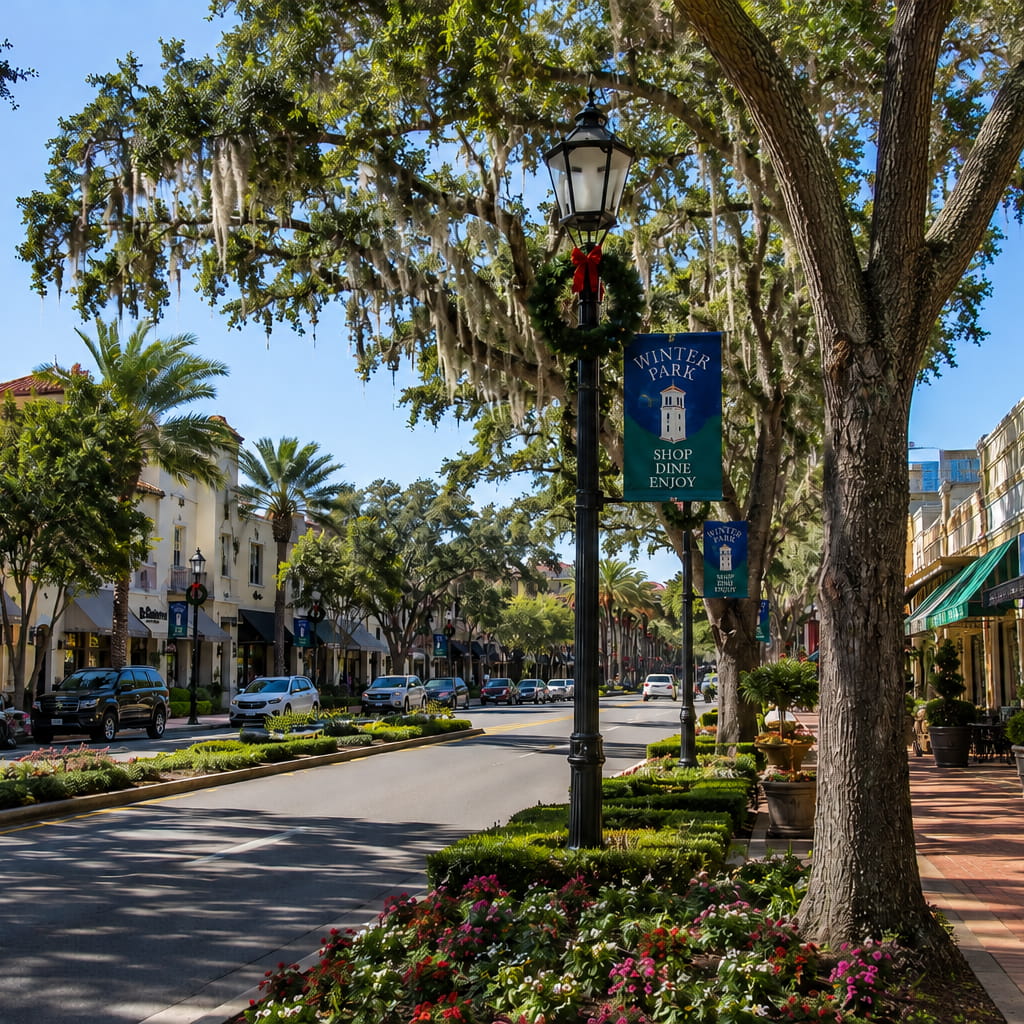 A tranquil street bordered by leafy trees and blossoming flowers, offering a peaceful and scenic view. A tranquil street bordered by leafy trees and blossoming flowers, offering a peaceful and scenic view.